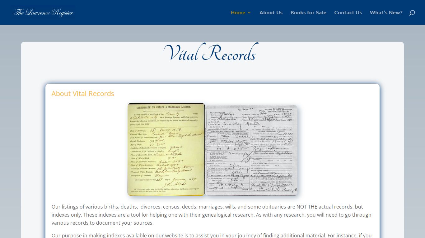 Vital Records – The Lawrence Register